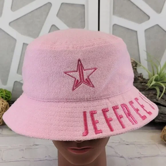NWOT Jeffree Star Logo Pink Terry Cloth Bucket Hat - Picture 2 of 10